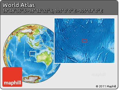 Physical Location Map of the Area around 18° 31' 34" S, 105° 28' 29" E