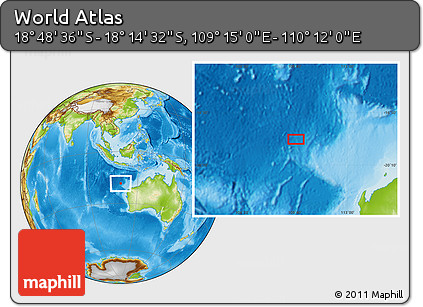 Physical Location Map of the Area around 18° 31' 34" S, 109° 43' 29" E