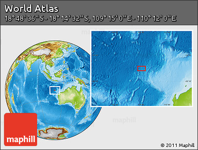 Physical Location Map of the Area around 18° 31' 34" S, 109° 43' 29" E