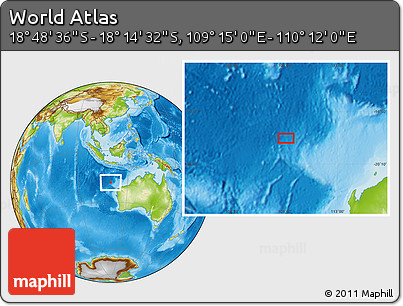 Physical Location Map of the Area around 18° 31' 34" S, 109° 43' 29" E