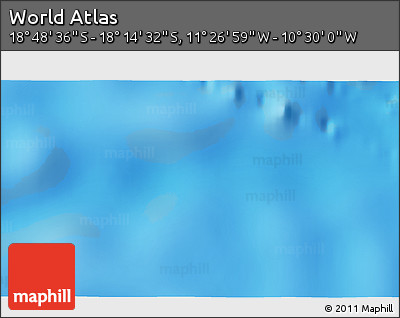 Physical 3D Map of the Area around 18° 31' 34" S, 10° 58' 29" W
