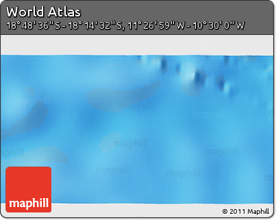 Physical 3D Map of the Area around 18° 31' 34" S, 10° 58' 29" W