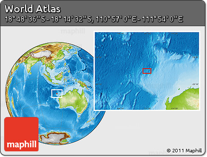 Physical Location Map of the Area around 18° 31' 34" S, 111° 25' 30" E