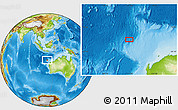 Physical Location Map of the area around 18° 31' 34" S, 111° 25' 30" E