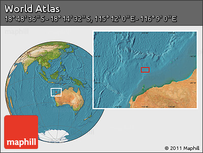 Satellite Location Map of the Area around 18° 31' 34" S, 115° 40' 30" E