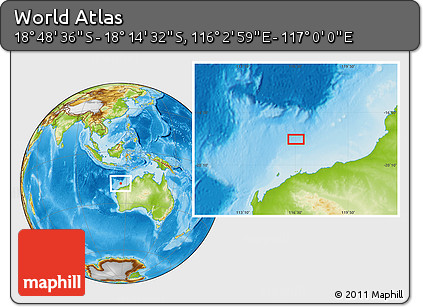 Physical Location Map of the Area around 18° 31' 34" S, 116° 31' 30" E