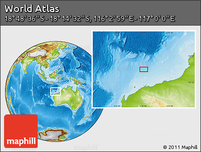 Physical Location Map of the Area around 18° 31' 34" S, 116° 31' 30" E
