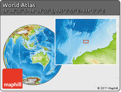 Physical Location Map of the Area around 18° 31' 34" S, 116° 31' 30" E