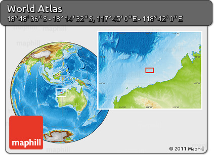 Physical Location Map of the Area around 18° 31' 34" S, 118° 13' 29" E
