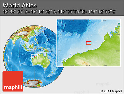 Physical Location Map of the Area around 18° 31' 34" S, 119° 4' 29" E