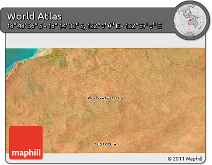 Satellite 3D Map of the Area around 18° 31' 34" S, 122° 28' 29" E
