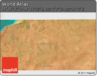 Satellite 3D Map of the Area around 18° 31' 34" S, 122° 28' 29" E