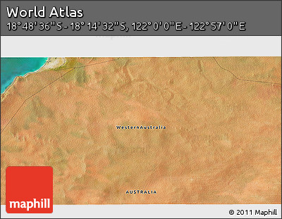 Satellite 3D Map of the Area around 18° 31' 34" S, 122° 28' 29" E