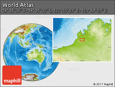 Physical Location Map of the Area around 18° 31' 34" S, 123° 19' 29" E