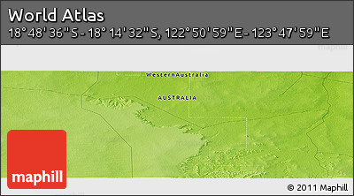 Physical Panoramic Map of the Area around 18° 31' 34" S, 123° 19' 29" E