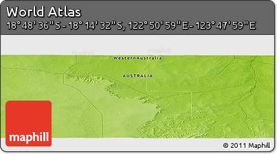 Physical Panoramic Map of the Area around 18° 31' 34" S, 123° 19' 29" E