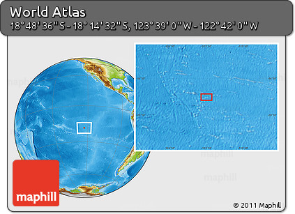 Physical Location Map of the Area around 18° 31' 34" S, 123° 10' 30" W