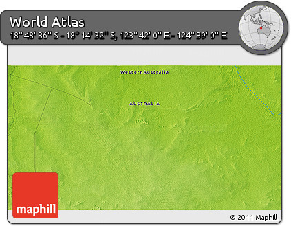 Physical 3D Map of the Area around 18° 31' 34" S, 124° 10' 30" E
