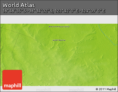 Physical 3D Map of the Area around 18° 31' 34" S, 124° 10' 30" E