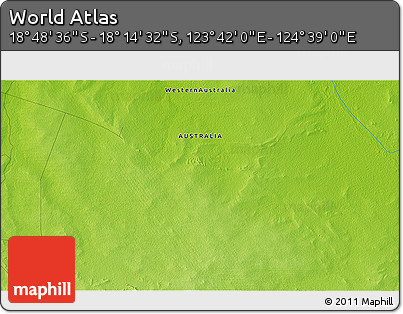 Physical 3D Map of the Area around 18° 31' 34" S, 124° 10' 30" E