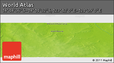 Physical Panoramic Map of the Area around 18° 31' 34" S, 124° 10' 30" E