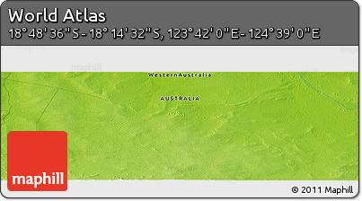 Physical Panoramic Map of the Area around 18° 31' 34" S, 124° 10' 30" E