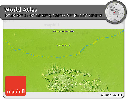Physical 3D Map of the Area around 18° 31' 34" S, 125° 1' 30" E