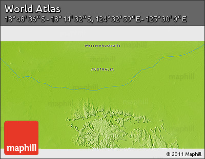 Physical 3D Map of the Area around 18° 31' 34" S, 125° 1' 30" E