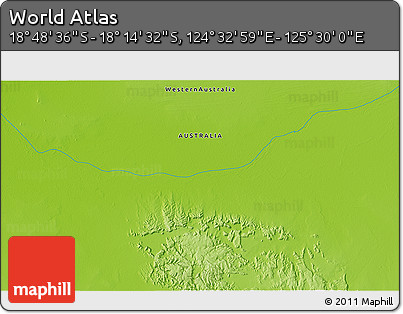 Physical 3D Map of the Area around 18° 31' 34" S, 125° 1' 30" E