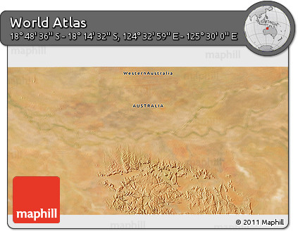 Satellite 3D Map of the Area around 18° 31' 34" S, 125° 1' 30" E
