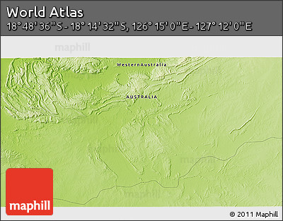Physical 3D Map of the Area around 18° 31' 34" S, 126° 43' 29" E