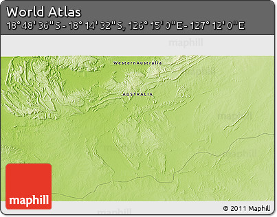 Physical 3D Map of the Area around 18° 31' 34" S, 126° 43' 29" E