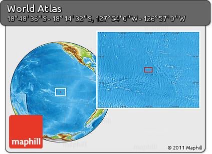 Physical Location Map of the Area around 18° 31' 34" S, 127° 25' 30" W