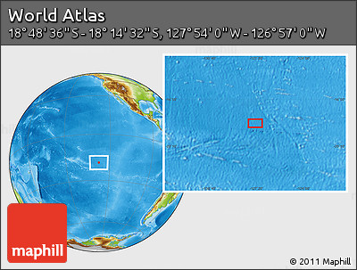 Physical Location Map of the Area around 18° 31' 34" S, 127° 25' 30" W