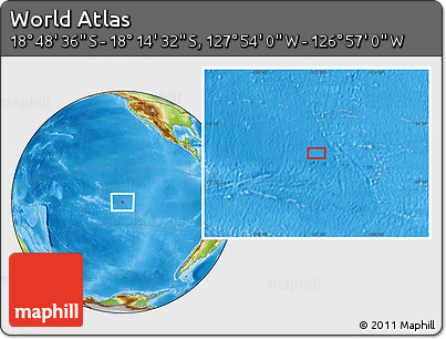 Physical Location Map of the Area around 18° 31' 34" S, 127° 25' 30" W