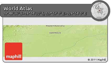 Physical Panoramic Map of the Area around 18° 31' 34" S, 128° 25' 30" E