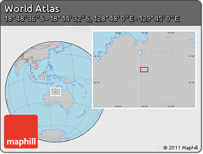 Gray Location Map of the Area around 18° 31' 34" S, 129° 16' 30" E