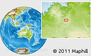 Physical Location Map of the area around 18° 31' 34" S, 129° 16' 30" E
