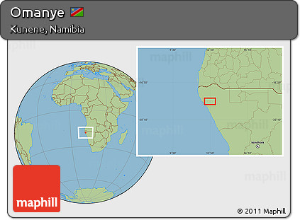 Savanna Style Location Map of Omanye