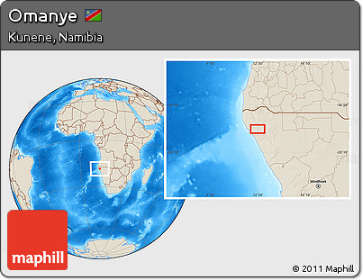Shaded Relief Location Map of Omanye