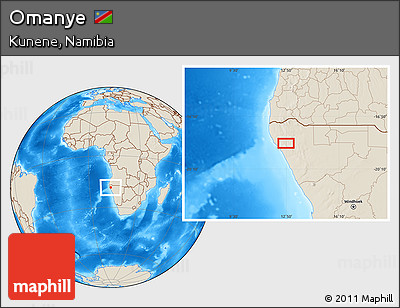 Shaded Relief Location Map of Omanye