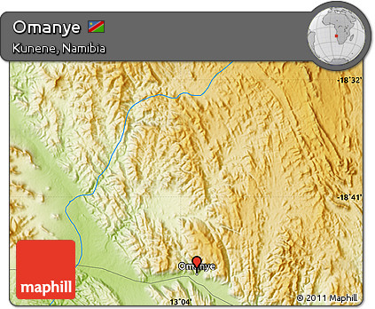 Physical Map of Omanye