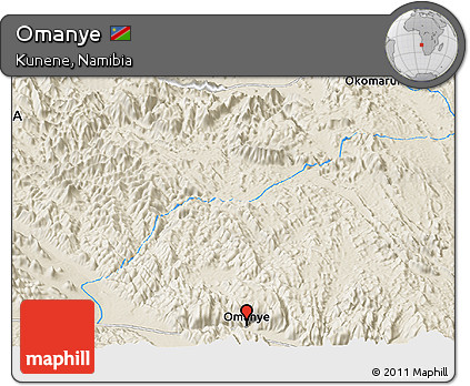 Shaded Relief Panoramic Map of Omanye