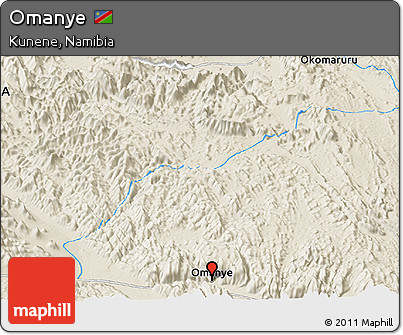 Shaded Relief Panoramic Map of Omanye