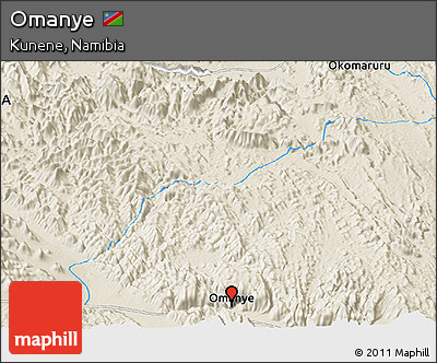 Shaded Relief Panoramic Map of Omanye