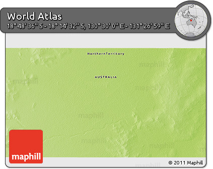 Physical 3D Map of the Area around 18° 31' 34" S, 130° 58' 29" E