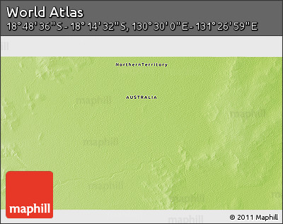 Physical 3D Map of the Area around 18° 31' 34" S, 130° 58' 29" E