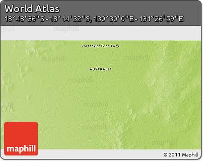 Physical 3D Map of the Area around 18° 31' 34" S, 130° 58' 29" E
