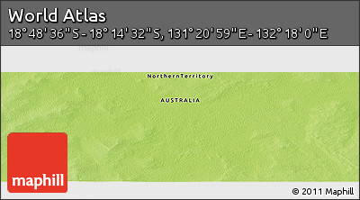 Physical Panoramic Map of the Area around 18° 31' 34" S, 131° 49' 29" E