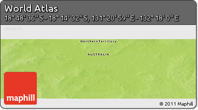 Physical Panoramic Map of the Area around 18° 31' 34" S, 131° 49' 29" E
